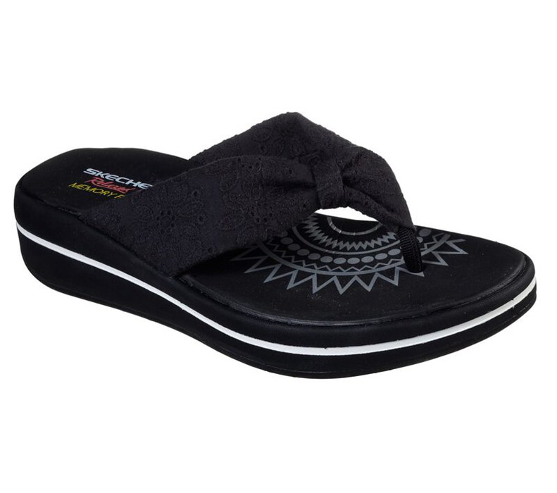 Skechers Relaxed Fit: Upgrades - Island Vibes - Womens Flip Flops Black [AU-HG1066]